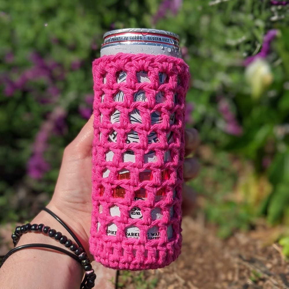 Hot Pink White Claw Koozie